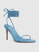 3.0 Barely There Lace Up Heel - Denim - FEMME LA