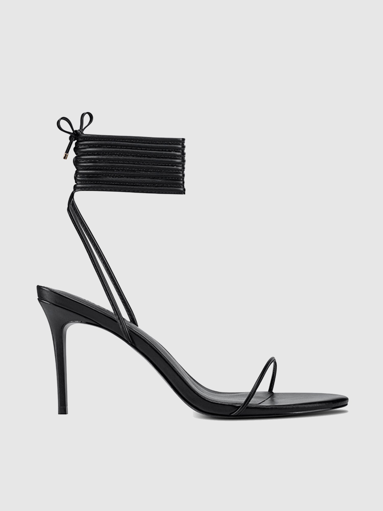 Barely There Lace Up Heel- Noir FEMME LA