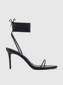 3.0 Barely There Lace Up Heel in Noir/Black - FEMME LA