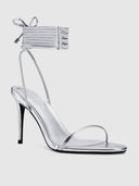 3.0 Barely There Lace Up Heel - Silver - FEMME LA