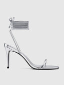 3.0 Barely There Lace Up Heel - Silver - FEMME LA