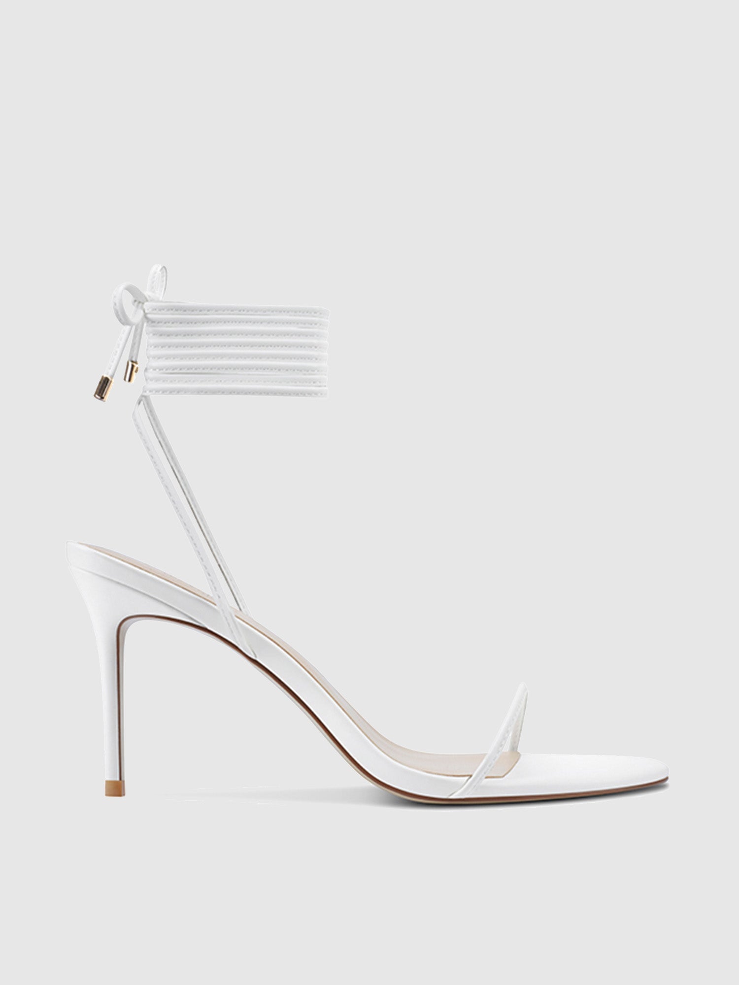 Barely There Lace Up Heel- White FEMME LA - Main Image