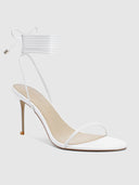 3.0 Barely There Lace Up Heel - White - FEMME LA