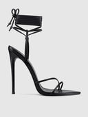 821 Kika Lace Up Heel in Noir/Black - FEMME LA
