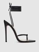 Athens Lace Up Heel in Noir/Black - FEMME LA