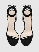 Barely There Lace Up Heel - Noir - FEMME LA