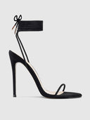 Barely There Lace Up Heel - Noir - FEMME LA