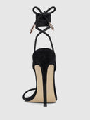 Barely There Lace Up Heel - Noir - FEMME LA
