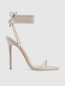 Barely There Lace Up Heel - Nude - FEMME LA