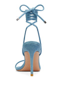 3.0 Barely There Lace Up Heel - Denim - FEMME LA