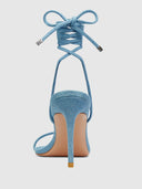 3.0 Barely There Lace Up Heel - Denim - FEMME LA