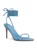 3.0 Barely There Lace Up Heel - Denim - FEMME LA