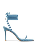 3.0 Barely There Lace Up Heel - Denim - FEMME LA