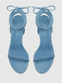 3.0 Barely There Lace Up Heel - Denim - FEMME LA