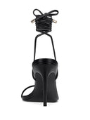 3.0 Barely There Lace Up Heel - Noir - FEMME LA