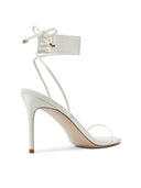 3.0 Barely There Lace Up Heel - Satin White - FEMME LA