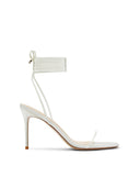 3.0 Barely There Lace Up Heel - Satin White - FEMME LA