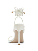 3.0 Barely There Lace Up Heel - Satin White - FEMME LA