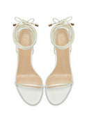 3.0 Barely There Lace Up Heel - Satin White - FEMME LA
