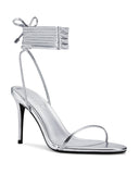 3.0 Barely There Lace Up Heel - Silver - FEMME LA