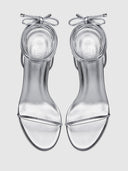 3.0 Barely There Lace Up Heel - Silver - FEMME LA