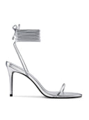 3.0 Barely There Lace Up Heel - Silver - FEMME LA