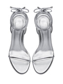 3.0 Barely There Lace Up Heel - Silver - FEMME LA