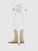 3.0 Barely There Lace Up Heel - White - FEMME LA