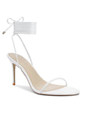 3.0 Barely There Lace Up Heel - White - FEMME LA