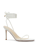 3.0 Barely There Lace Up Heel - White Satin - FEMME LA