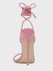 Barely There Lace Up Heel - Baby Pink