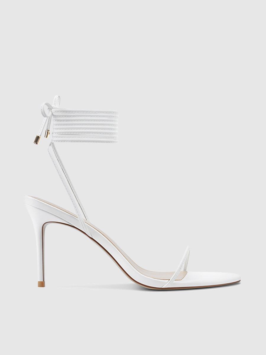 3.0 Barely There Lace Up Heel- White