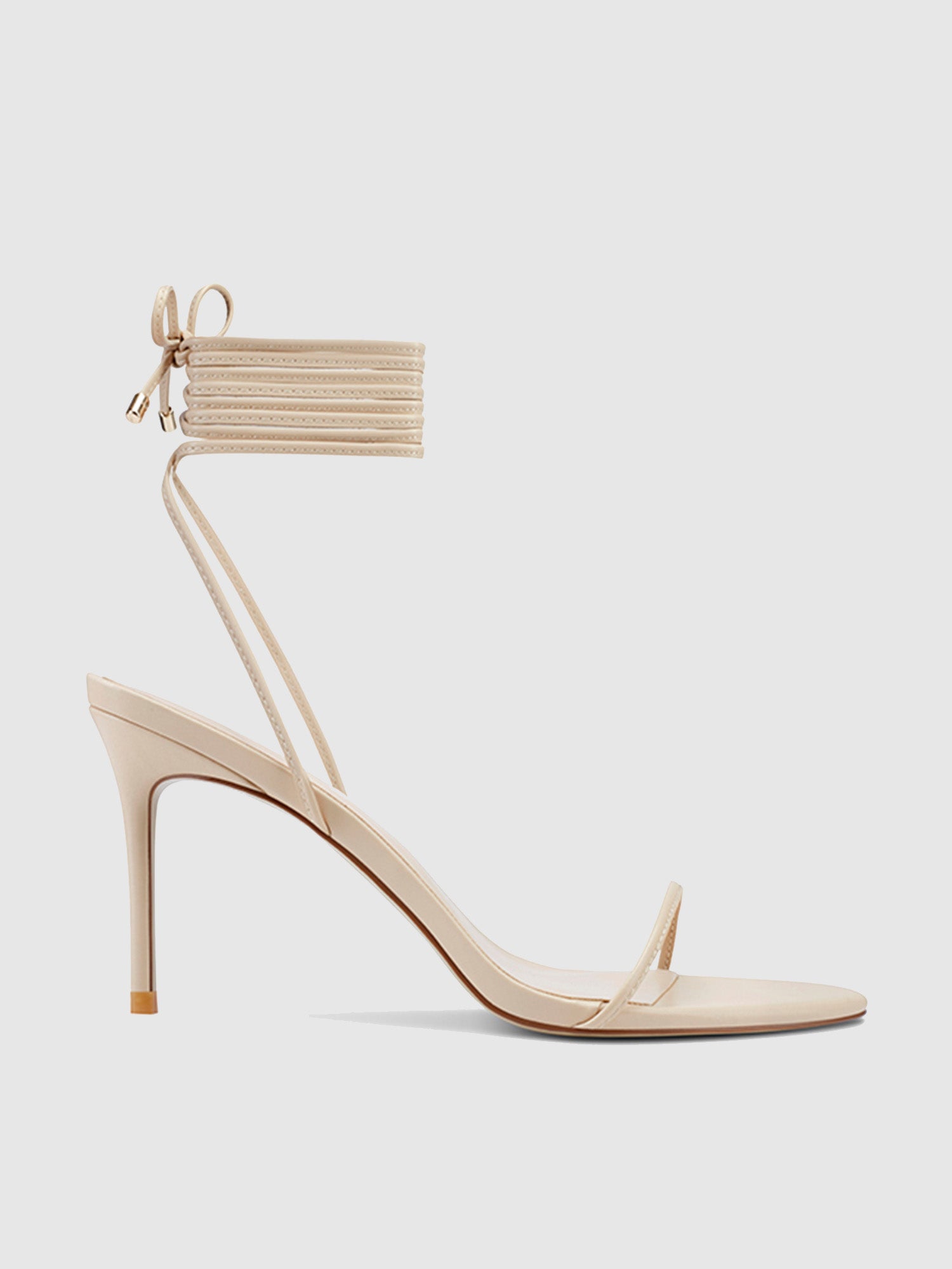 3.0 Barely There Lace Up Heel- Nude – Femme LA