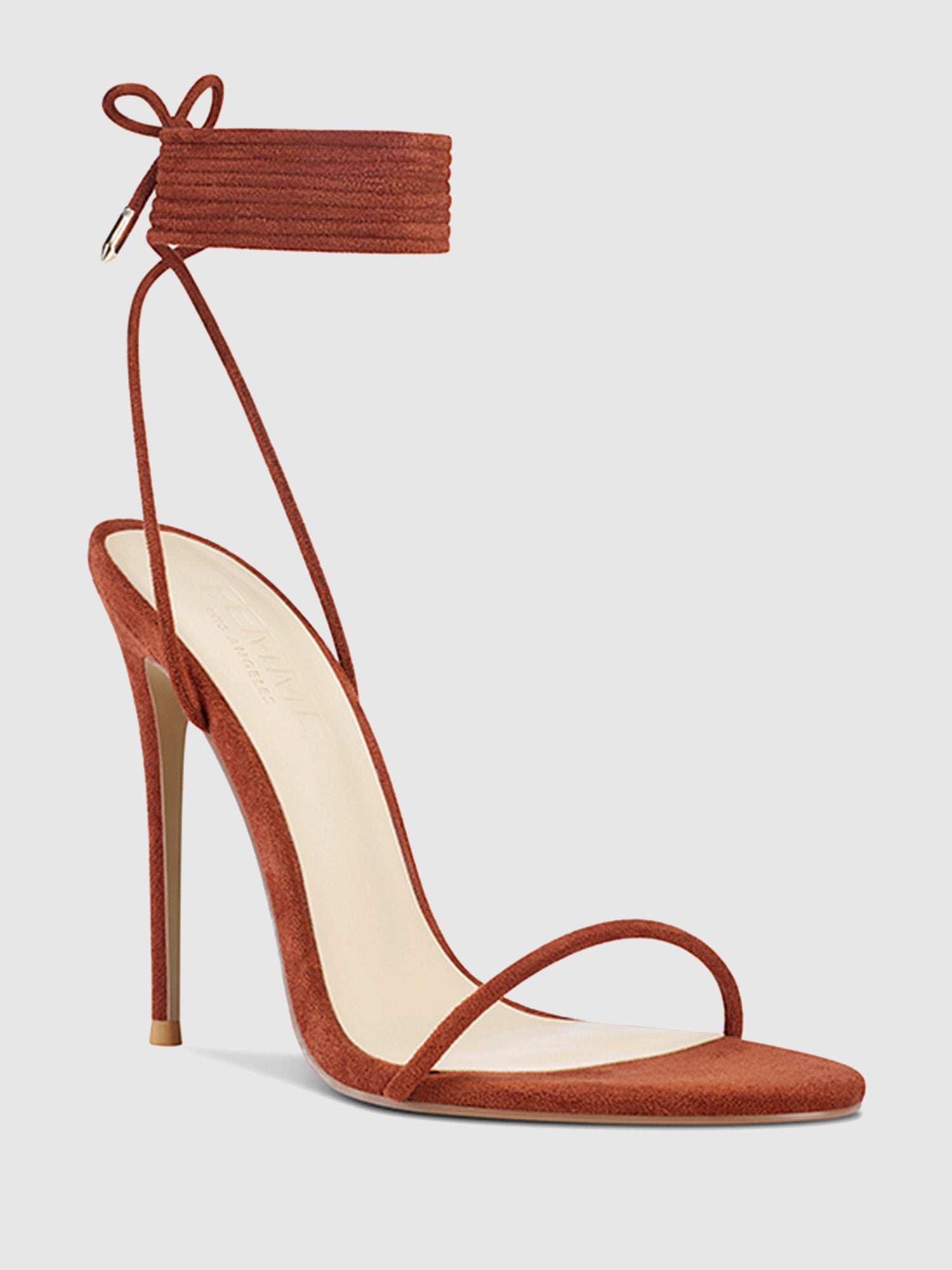 Brown Satin Ankle Strap Heels Sandals|FSJshoes