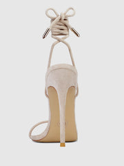 Barely There Lace Up Heel - Nude