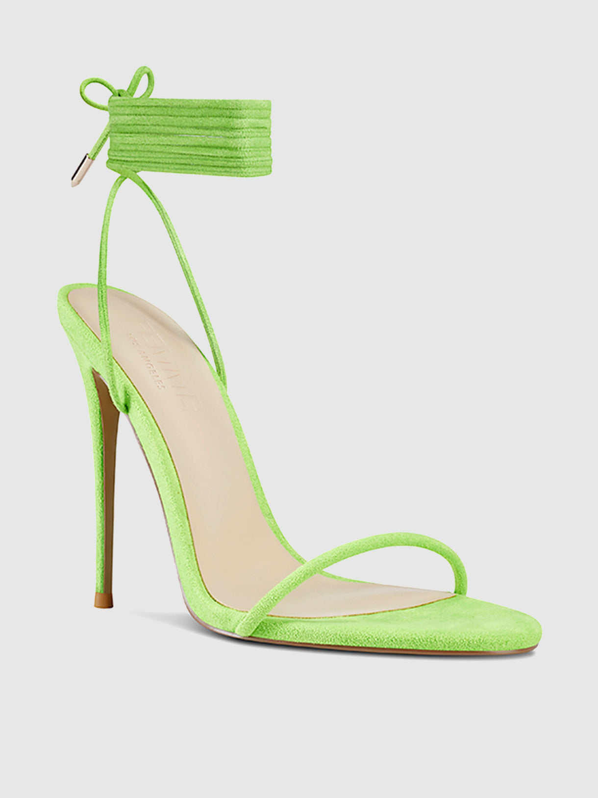 Barely There Lace Up Heel - Lime – Femme LA