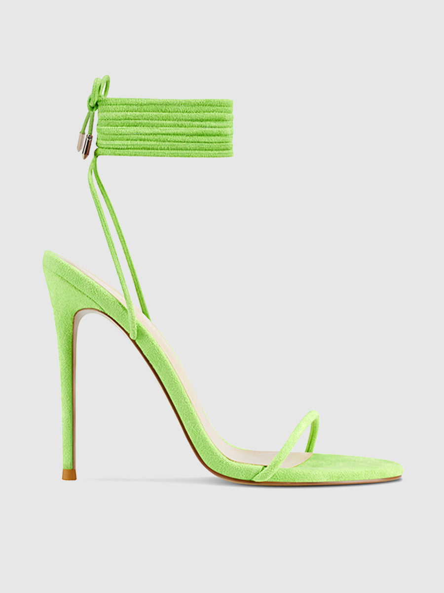 Barely There Lace Up Heel - Lime