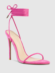 Barely There Lace Up Heel - Deep Pink