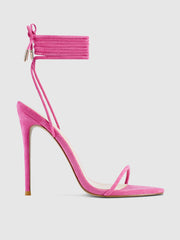 Barely There Lace Up Heel - Deep Pink