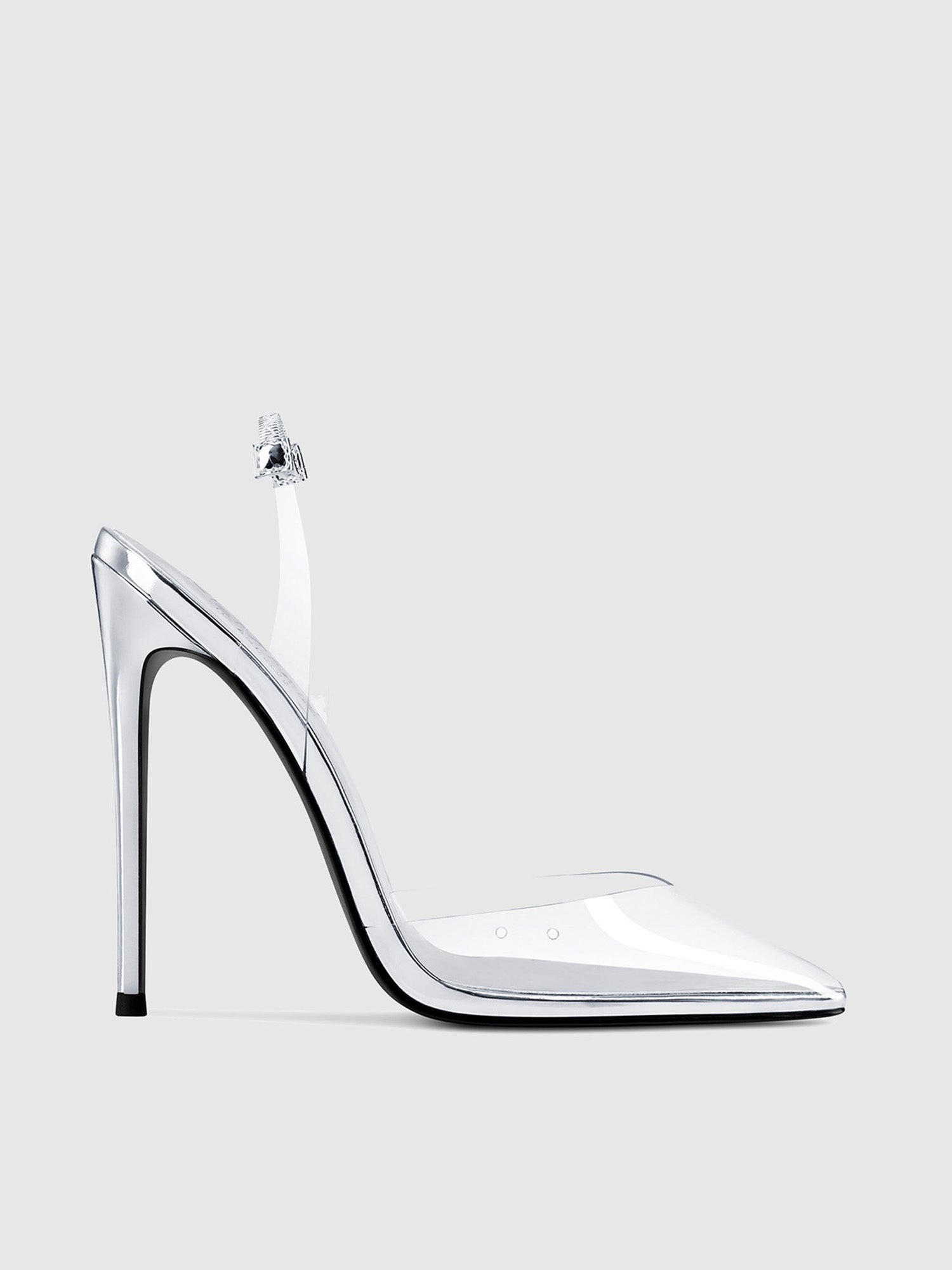Heels | Diamante Clear Slingback Heels | MissPap