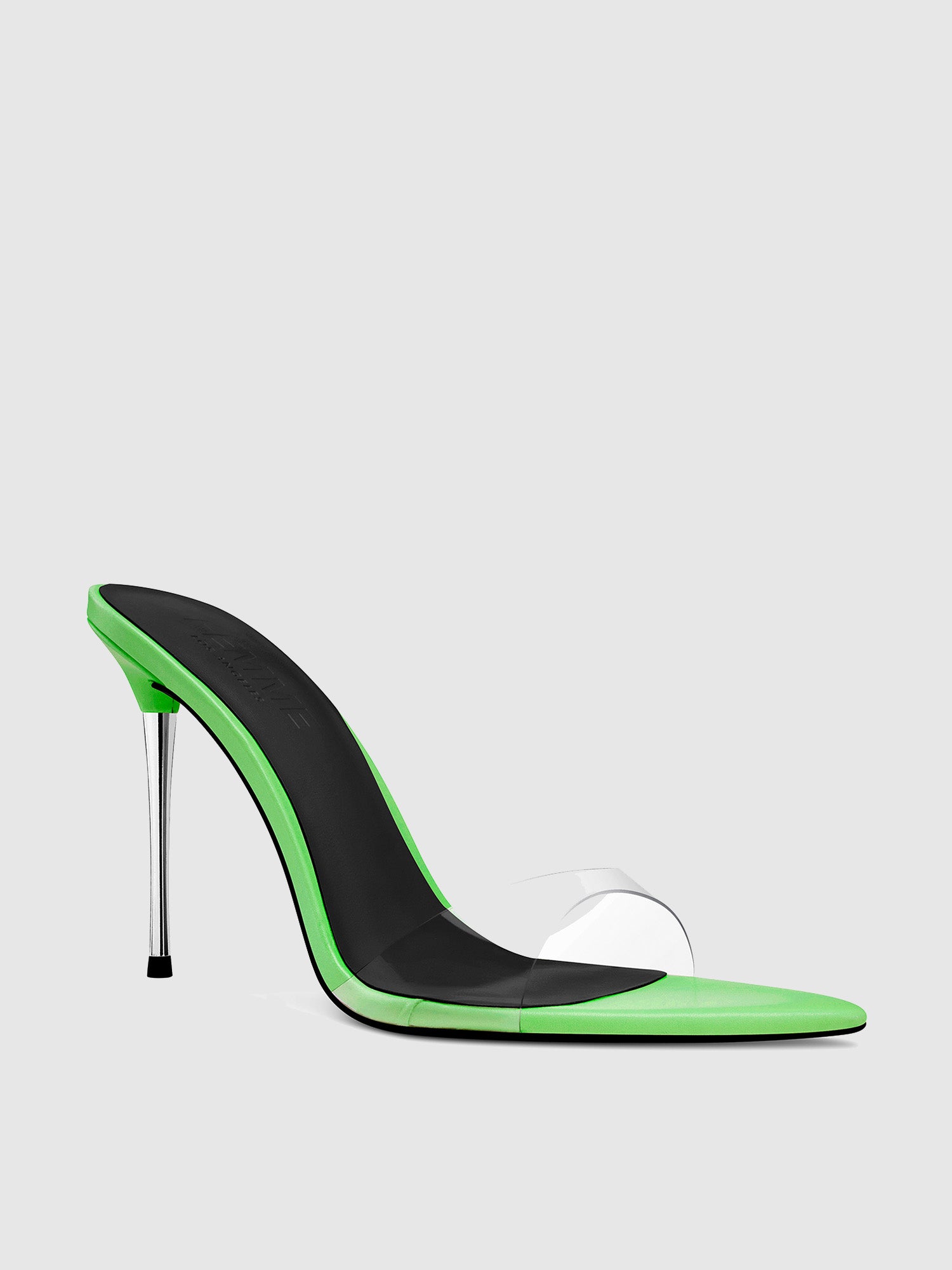Green Leather-Look Flared Stiletto Heel Sandals | New Look