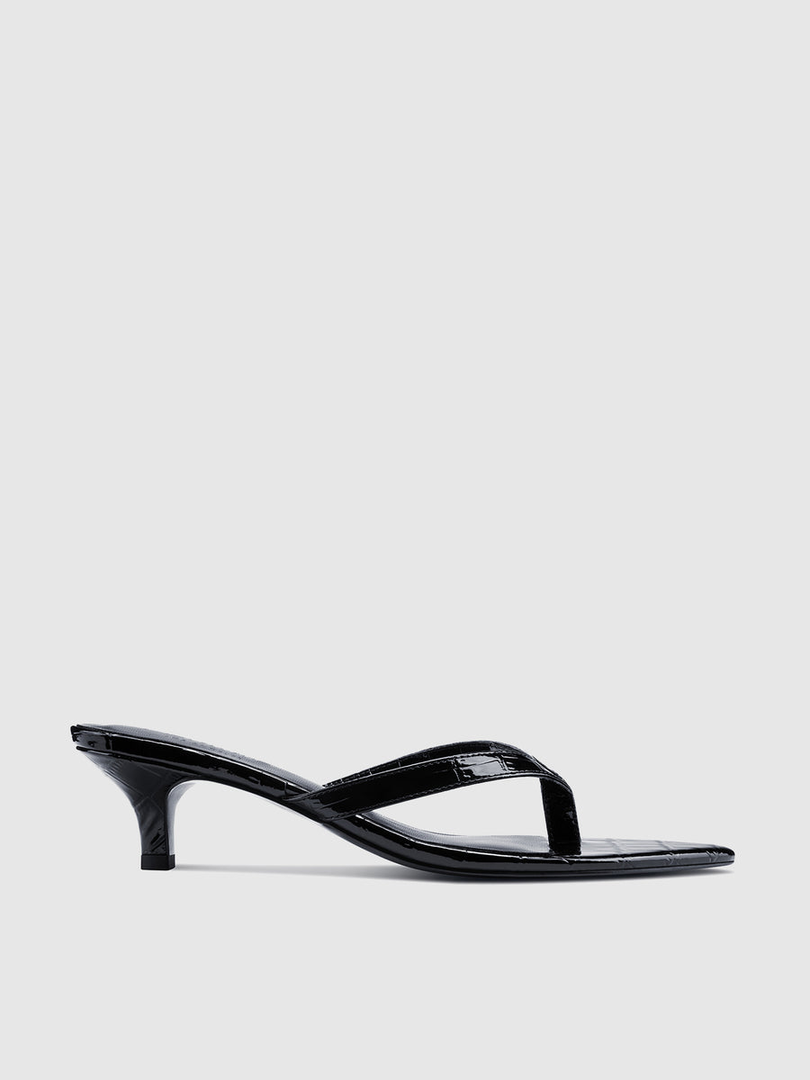 Ginza Thong Slipper - Black Croc