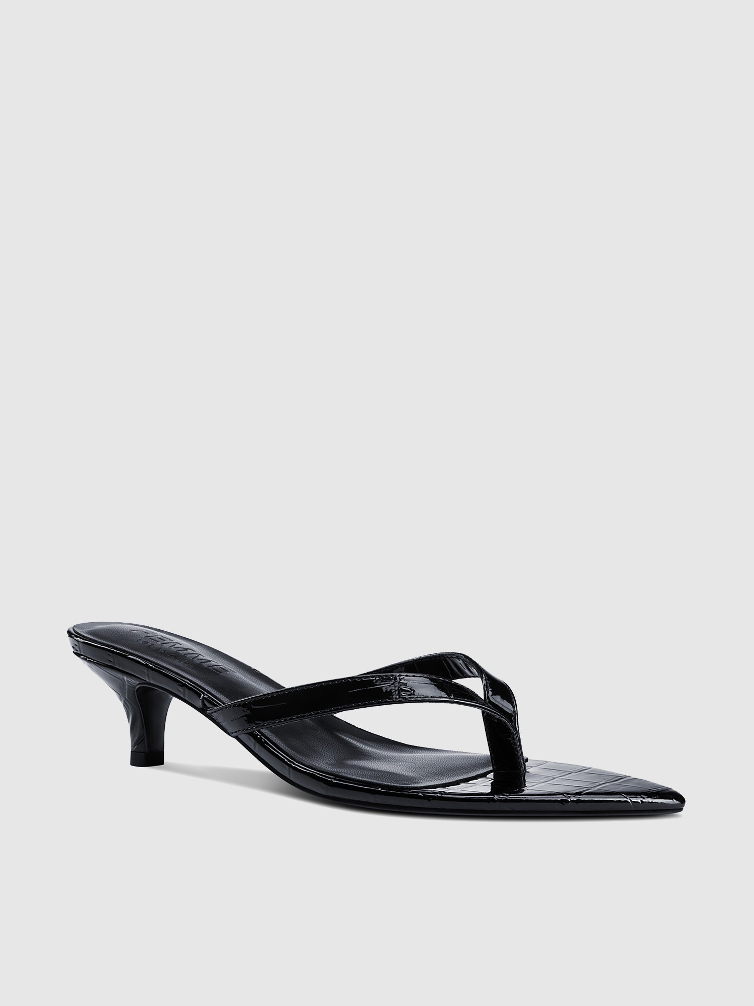 Ginza Thong Slipper - Black Croc