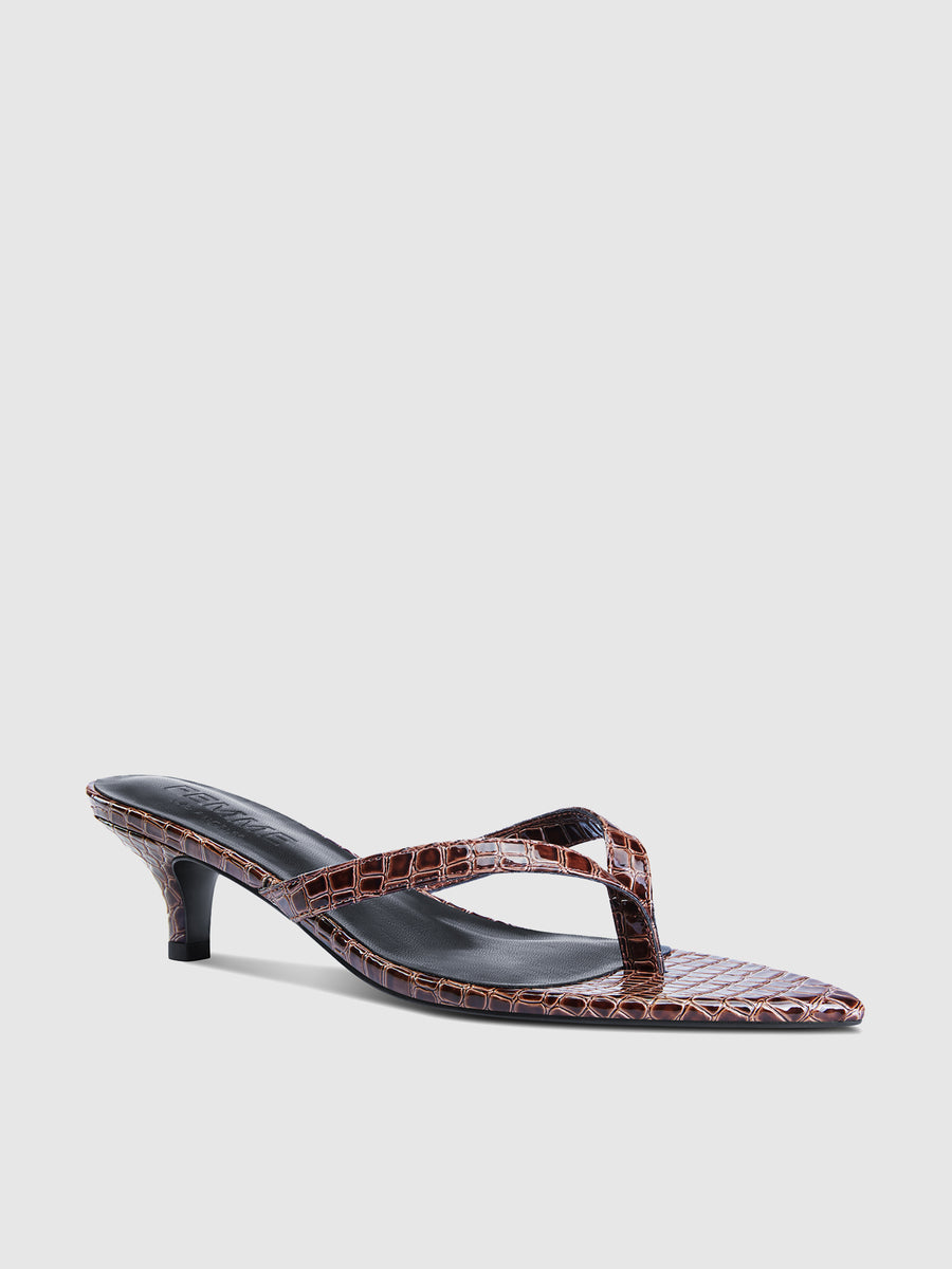 Ginza Thong Slipper - Brown Croc