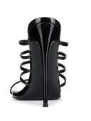 Kalós Slipper in Patent Black - back view of the 4.75-inch self-covered stiletto heel
