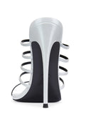 Kalós Slipper in Patent White - back view of the 4.75-inch self-covered stiletto heel