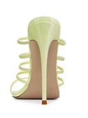 Kalós Slipper in Yellow patent - back view of the 4.75-inch self-covered stiletto heel