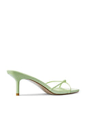 Maeve Slipper in Celestial Sage - side view highlighting the satin finish and slip-on silhouette