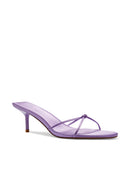 Maeve Slipper in Lilac - side profile view showing the low self-covered heel
