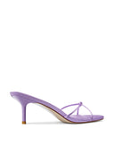 Maeve Slipper in Lilac - side view highlighting the satin finish and slip-on silhouette